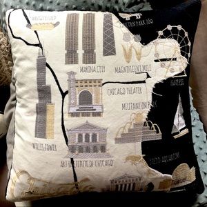 Chicago themed throw pillow 18”x18”